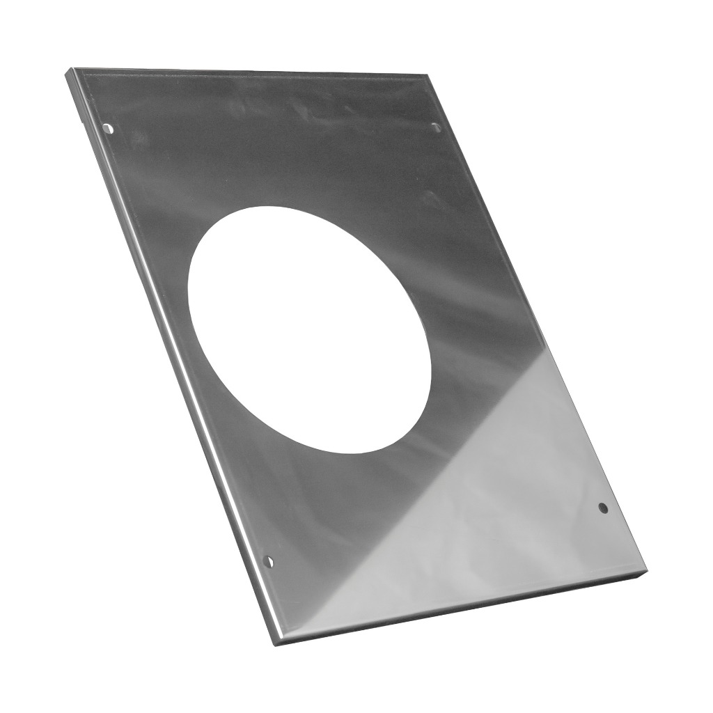 PLATINA 5" TECHO RECTANGULAR ORIFICIO DESFAZADO INOXIDABLE CAL. 430